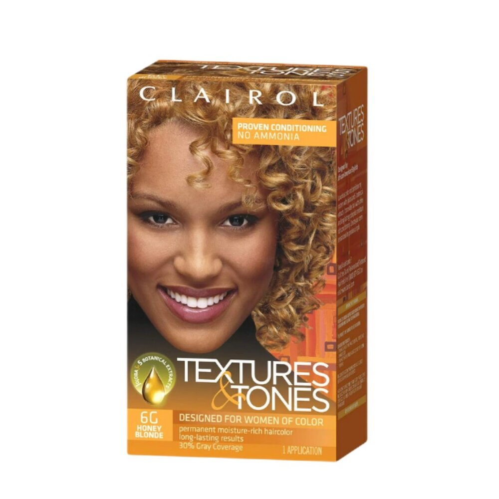 Clairol Textures & Tones Ammonia-Free Permanent Hair Color, 6G Honey Blonde  New